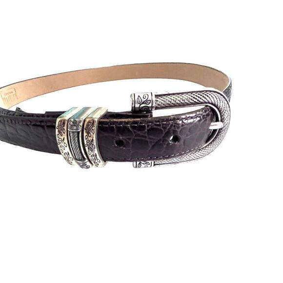 Medium Brighton Classic Brown Croc Leather Mixed Metal Belt Women\'s main image 6
